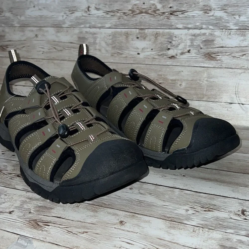 New! Sonoma Men’s Sherman Bump Toe Sandals Sz 13‎ Taupe Cushioned Footbed NWT